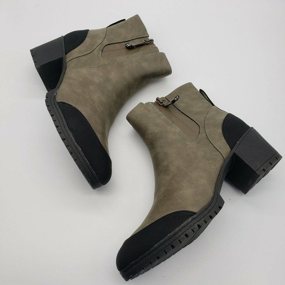 NEW Dr Scholls Level Best Boots ankle heeled booties Olive brown womens sz 8.5 - Picture 4 of 9